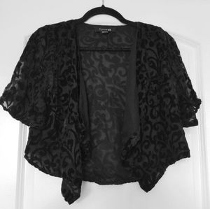 Black Velvet Sheer Shawl Bolero Cardigan Petite S